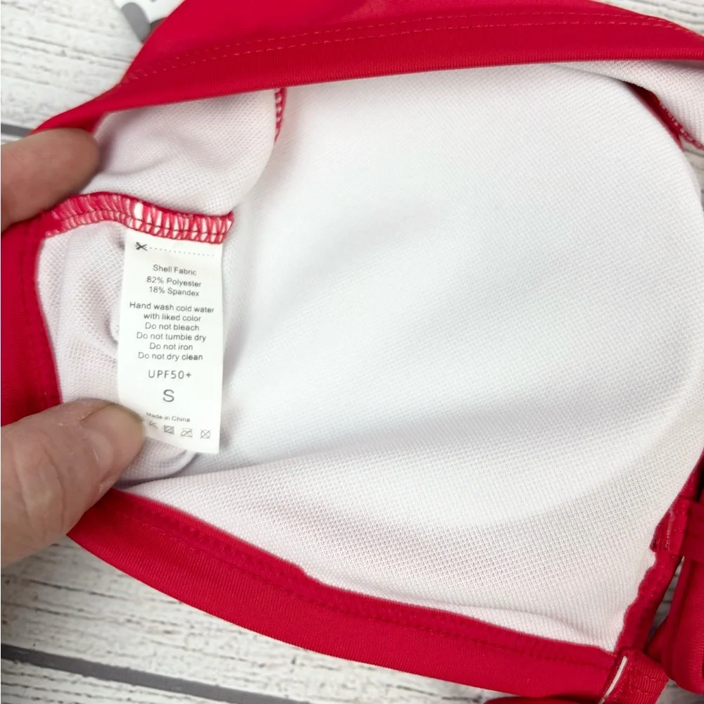 Red Ruffled Bikini Top Small - Picture 6 of 9